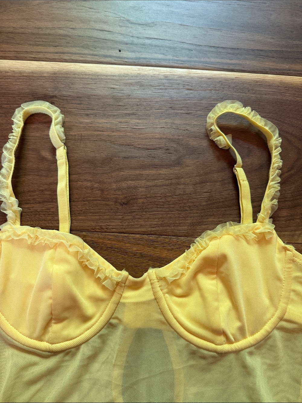 Edikted Yellow Sheer Bustier Tank Top - Picture 2 of 5